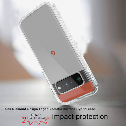 For Samsung Galaxy S22 Crystal Transparent Rugged Shockproof Hybrid PC Colorful Buttons Military Grade Protection Back  Phone Case Cover