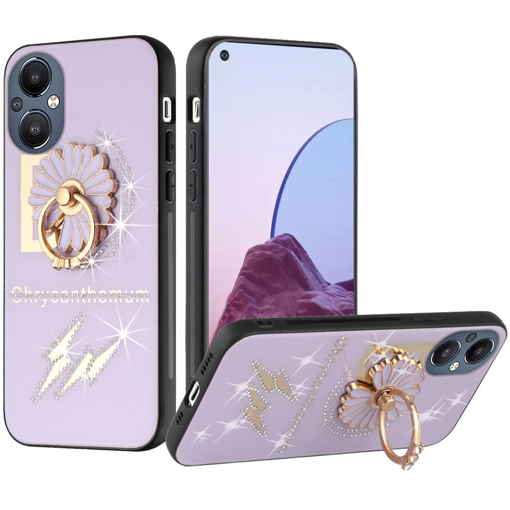 For OnePlus Nord N20 5G Diamond Bling Sparkly Glitter Ornaments Engraving Hybrid Ring Stand Holder Rugged Fashion  Phone Case Cover