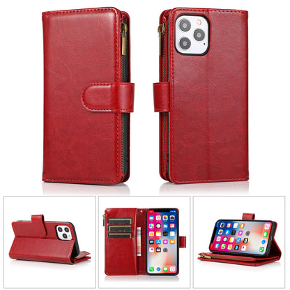 For OnePlus Nord N20 5G Leather Zipper Wallet Case 9 Credit Card Slots Cash Money Pocket Clutch Pouch with Stand & Strap  Phone Case Cover