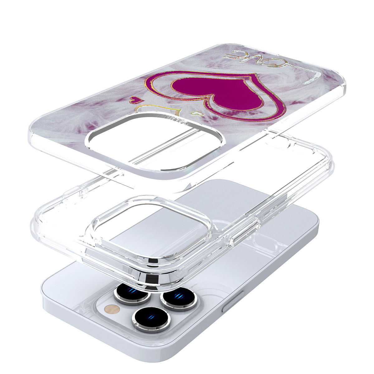 For Motorola Moto G Stylus 5G 2022 Stylish Gold Layer Printing Design Hybrid Rubber TPU Hard PC Shockproof Rugged Slim Love Phone Case Cover