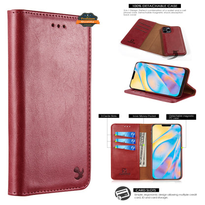 For Apple iPhone 13 /Pro Max Mini Luxury PU Leather Wallet Pouch Magnetic Detachable with Credit Card Slots Removable Flip Kickstand  Phone Case Cover