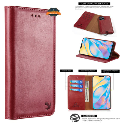 For Samsung Galaxy S23 /Plus /Ultra Luxury PU Leather Wallet Pouch Magnetic Detachable with Credit Card Slots Flip Kickstand  Phone Case Cover