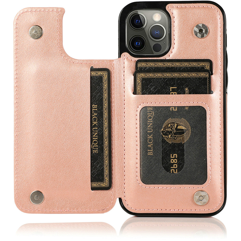 For Apple iPhone 13 Pro Max 6.7" Wallet PU Leather [Two Magnetic Clasp] [Card Slots] Stand Durable Back Storage Flip  Phone Case Cover