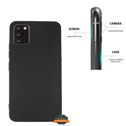 For TCL A3X / A600DL Ultra Slim Flexible TPU Hybrid [Matte Finish Coating] Shock Absorbing Rubber Silicone Gummy Protection Black Phone Case Cover