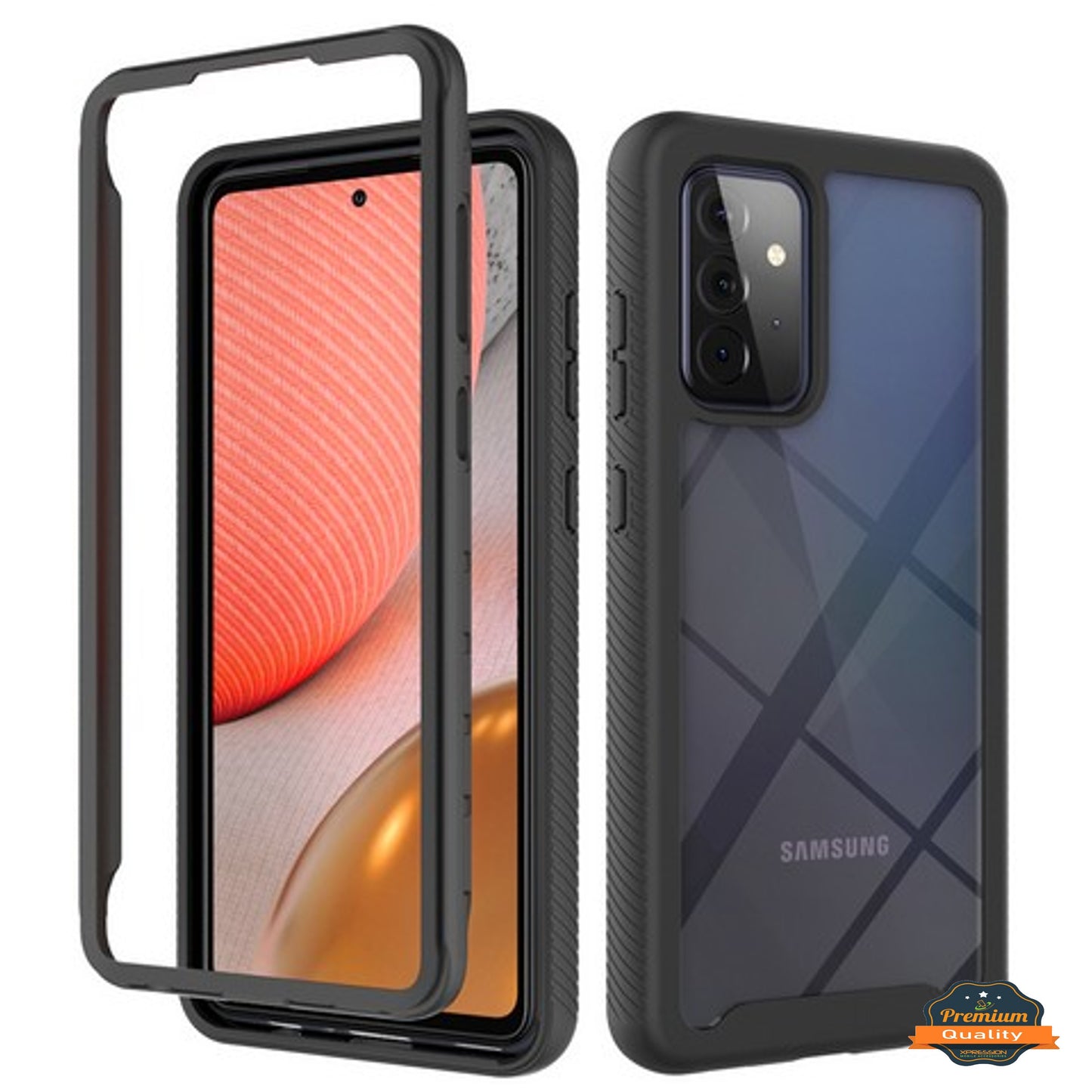 For Samsung Galaxy A23 5G Frame Armor Slim Hybrid Double Layer Hard PC + TPU Transparent Back Rugged Shockproof Clear / Black Phone Case Cover
