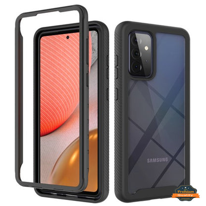 For Samsung Galaxy A23 5G Frame Armor Slim Hybrid Double Layer Hard PC + TPU Transparent Back Rugged Shockproof Clear / Black Phone Case Cover