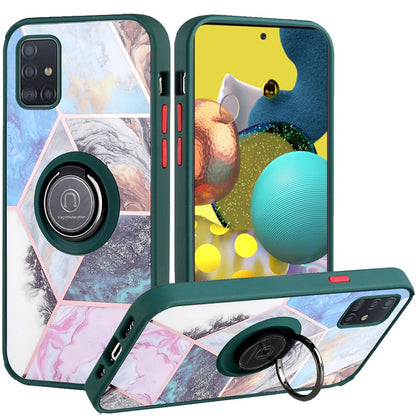 For Motorola Moto G Stylus 4G 2022 Unique Marble Design with Magnetic Ring Kickstand Holder Hybrid TPU Hard PC Armor  Phone Case Cover
