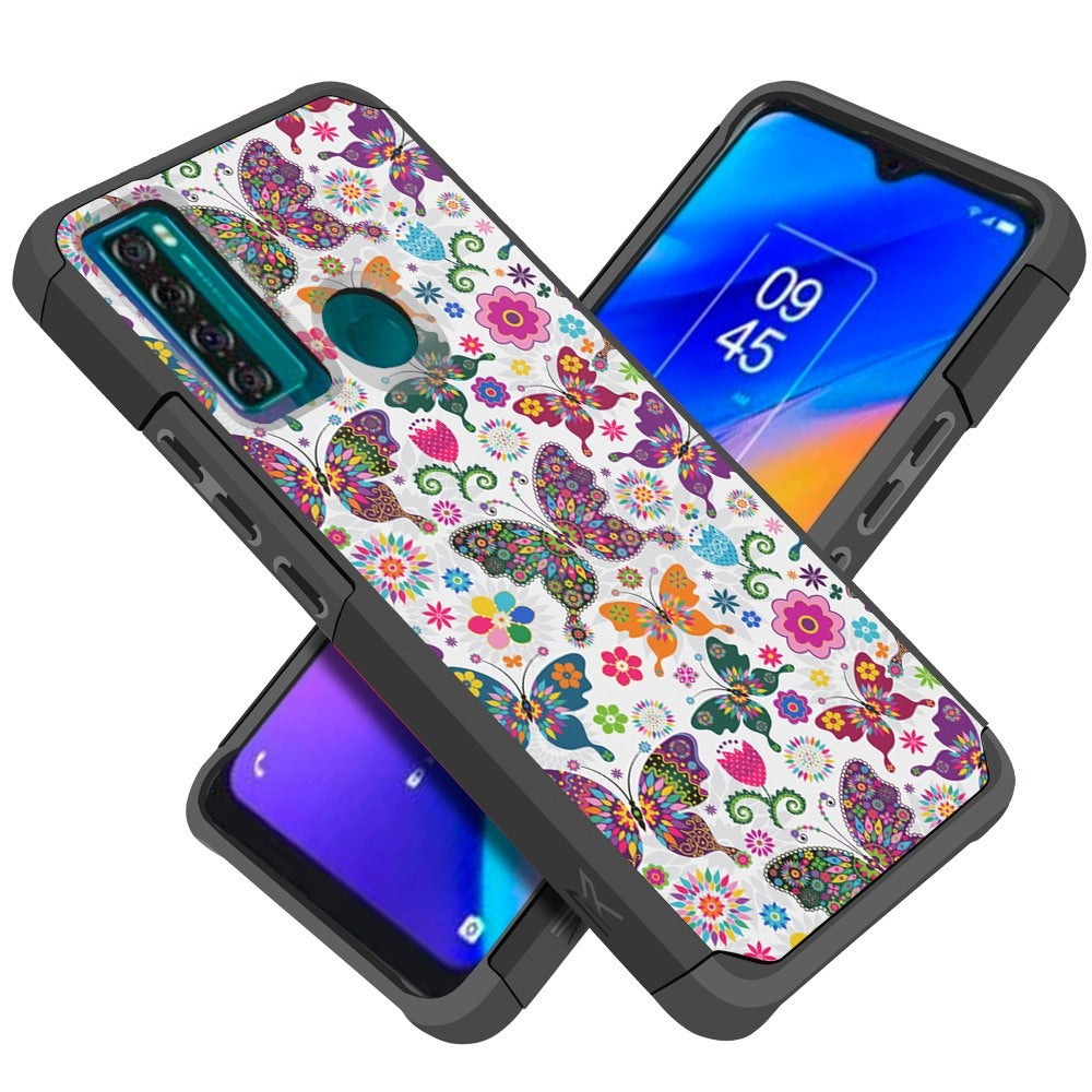 For TCL 20 XE Graphic Design Pattern Hard PC & Soft TPU Silicone Protection 2in1 Hybrid Shockproof Armor Rugged Bumper  Phone Case Cover