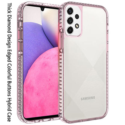 For Samsung Galaxy A33 5G Crystal Transparent Rugged Shockproof Hybrid PC+TPU Colorful Buttons Military Grade Protection Back  Phone Case Cover