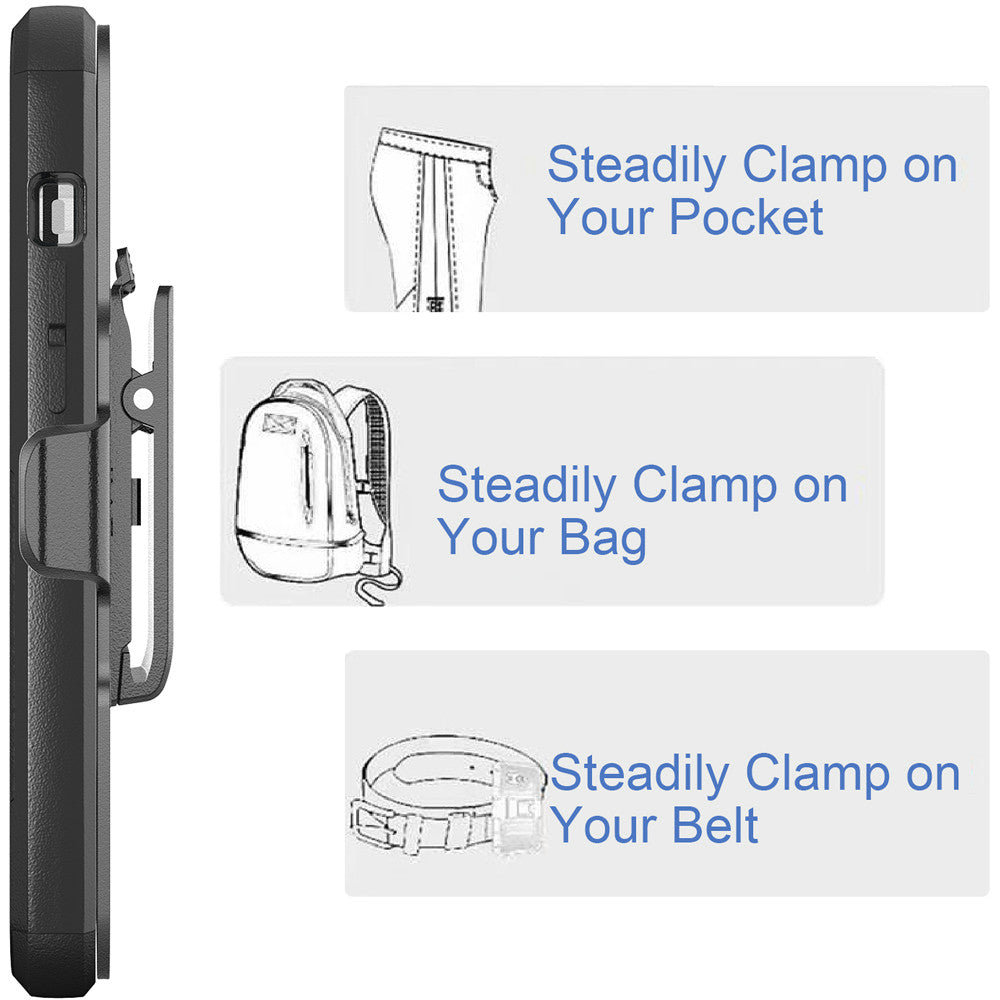 For Apple iPhone SE 2022 /SE 2020/8/7 Hybrid Rugged Shockproof 3-Layer Military Tough with Swivel Belt Clip Kickstand & Holster  Phone Case Cover