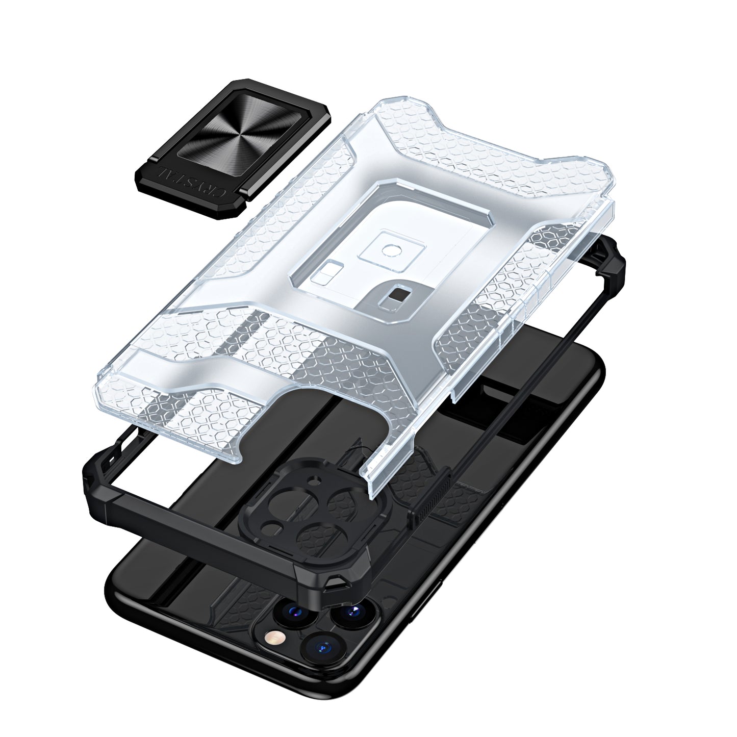 For Samsung Galaxy S21 FE /Fan Edition Transparent 360 Rotation Built-in Magnetic Ring Kickstand Holder Hybrid Rugged Armor Bumper  Phone Case Cover