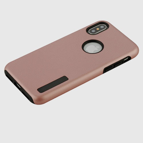 For Apple iPhone XS/X Slim Fit Hybrid Armor Rubber TPU Hard PC Shockproof Rugged Protective Rose Gold Phone Case Cover