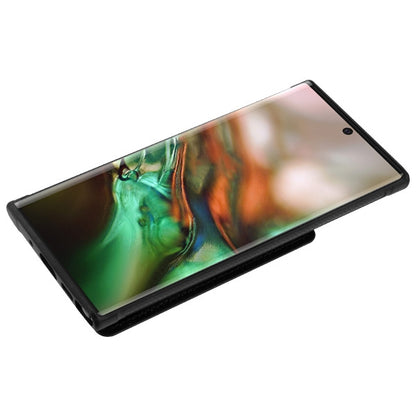 For Samsung Galaxy Note 10 (6.3) Credit Card Wallet Back Storage Invisible Pocket PU Leather Hard PC TPU Hybrid Black Phone Case Cover