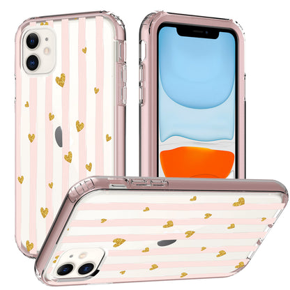 For Apple iPhone 14 (6.1") Beautiful Design 3 in 1 Hybrid Triple Layer Armor Hard PC Plastic Rubber TPU Frame  Phone Case Cover