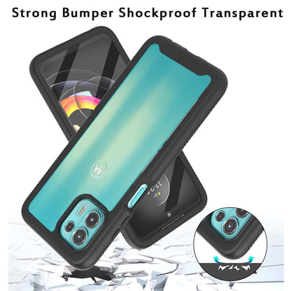 For Motorola Edge 20 Lite Clear Dual Layer Tuff Rugged Bumper Frame Heavy Duty Hybrid Shockproof Rubber TPU Full Body Defender Black Phone Case Cover
