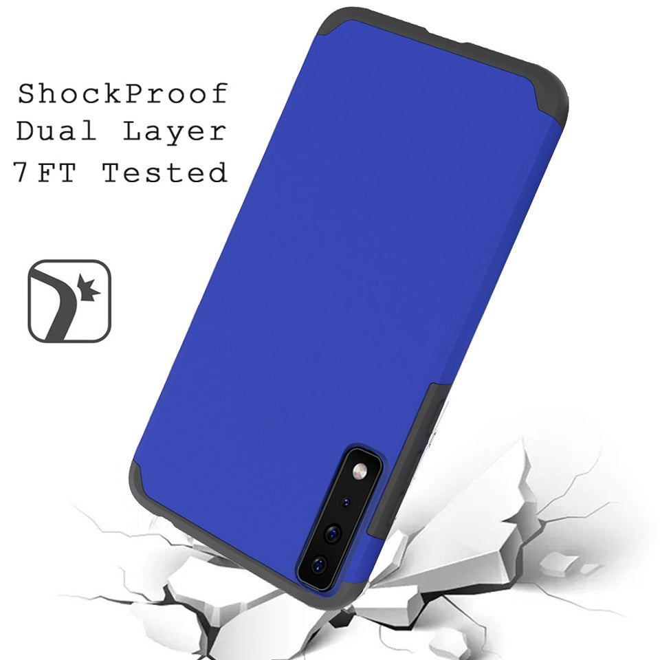 For Cricket Icon 4 Ultra Slim Shock Absorption 2in1 Tuff Hybrid Dual Layer Hard PC TPU Rubber Frame Armor Defender Blue Phone Case Cover