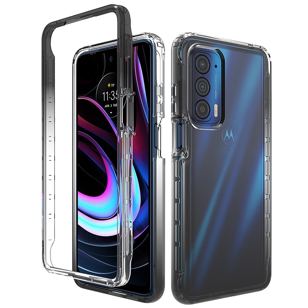 For Motorola Edge 2021 Dual Layer Hybrid Clear Gradient Two Tone Transparent Shockproof Rubber TPU Hard Protective Frame  Phone Case Cover