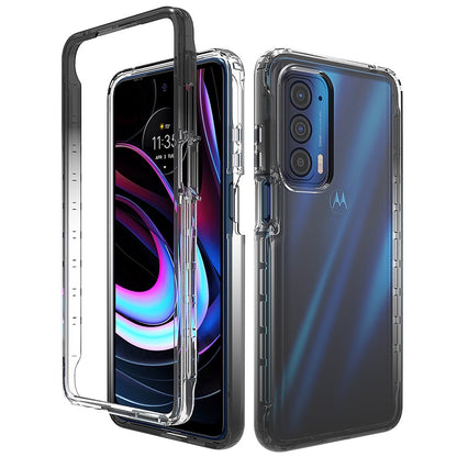 For Motorola Edge 2021 Dual Layer Hybrid Clear Gradient Two Tone Transparent Shockproof Rubber TPU Hard Protective Frame  Phone Case Cover