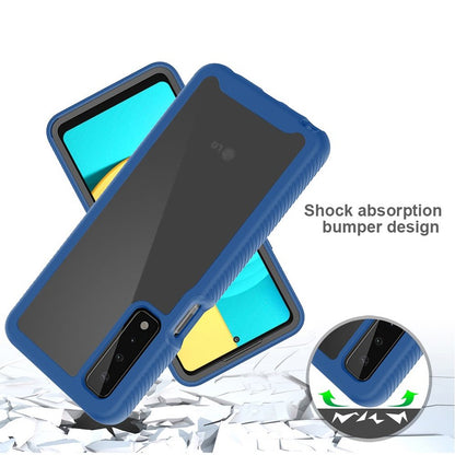 For Motorola Moto G 5G UW (Verizon) Clear Dual Layer Tuff Rugged Bumper Frame Heavy Duty Hybrid Shockproof Rubber TPU Defender Blue Phone Case Cover