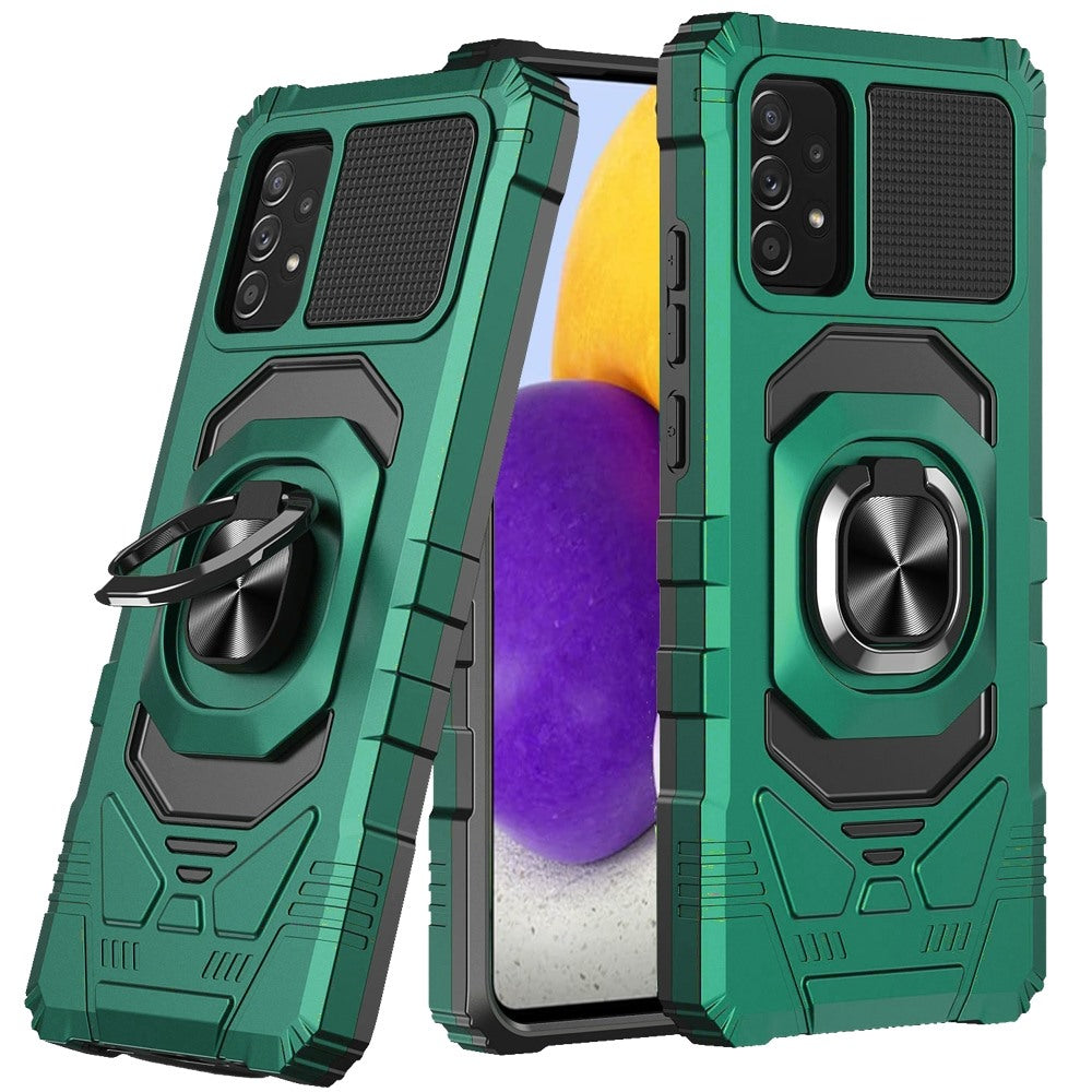 For Samsung Galaxy A73 5G Hybrid Dual Layer with Rotate Magnetic Ring Stand Holder Kickstand, Rugged 2in1 Shockproof  Phone Case Cover