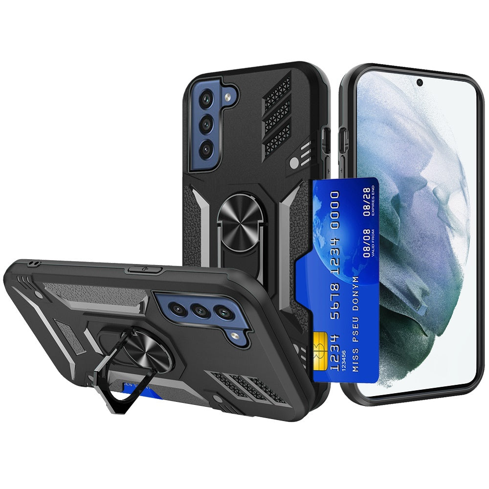 For Samsung Galaxy S22 /Plus Ultra Wallet Case Hybrid Ring Stand with Invisible Credit Card Holder Heavy Duty Slim Shockproof Rugged Hard  Phone Case Cover
