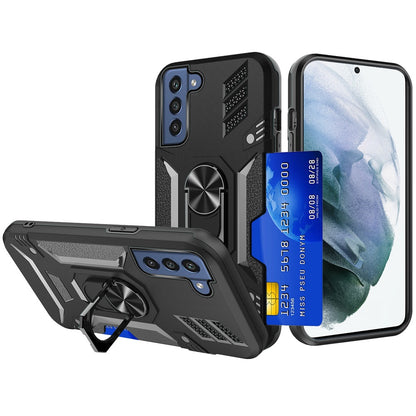 For Samsung Galaxy S22 /Plus Ultra Wallet Case Hybrid Ring Stand with Invisible Credit Card Holder Heavy Duty Slim Shockproof Rugged Hard  Phone Case Cover