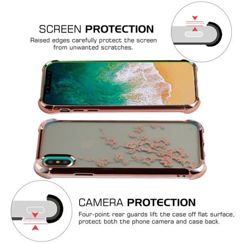 Apple iPhone XS/X Floral Stylish Design Hybrid Rubber TPU Hard PC Shockproof Armor Rugged Slim Fit