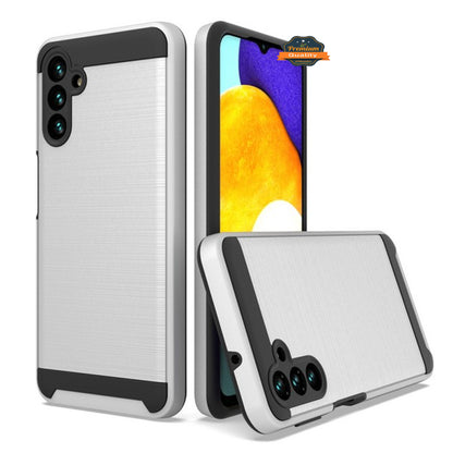 For Samsung Galaxy A13 5G Slim Rugged TPU Hard Brushed Metal Texture Hybrid Dual Layer Defender Armor Shock Absorbing  Phone Case Cover
