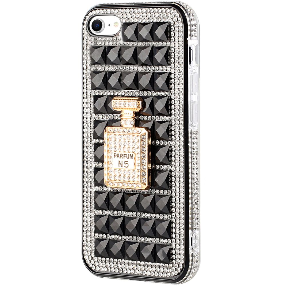 For Apple iPhone SE 2022 /SE 2020/8/7 Fashion Luxury 3D Bling Diamonds Rhinestone Jeweled Ornament Crystal Hybrid Hard  Phone Case Cover