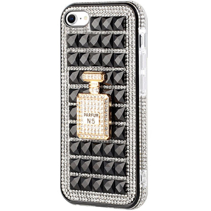 For Apple iPhone SE 2022 /SE 2020/8/7 Fashion Luxury 3D Bling Diamonds Rhinestone Jeweled Ornament Crystal Hybrid Hard  Phone Case Cover