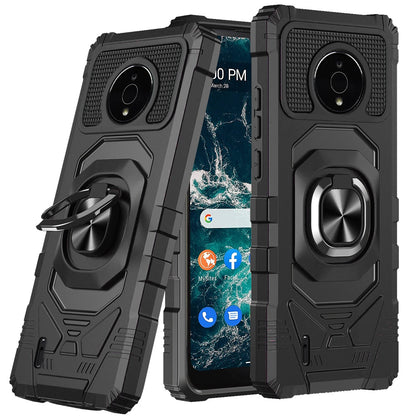 For Nokia C100 Hybrid 2in1 Dual Layer with Rotate Magnetic Ring Stand Holder Kickstand, Rugged Shockproof Protective  Phone Case Cover