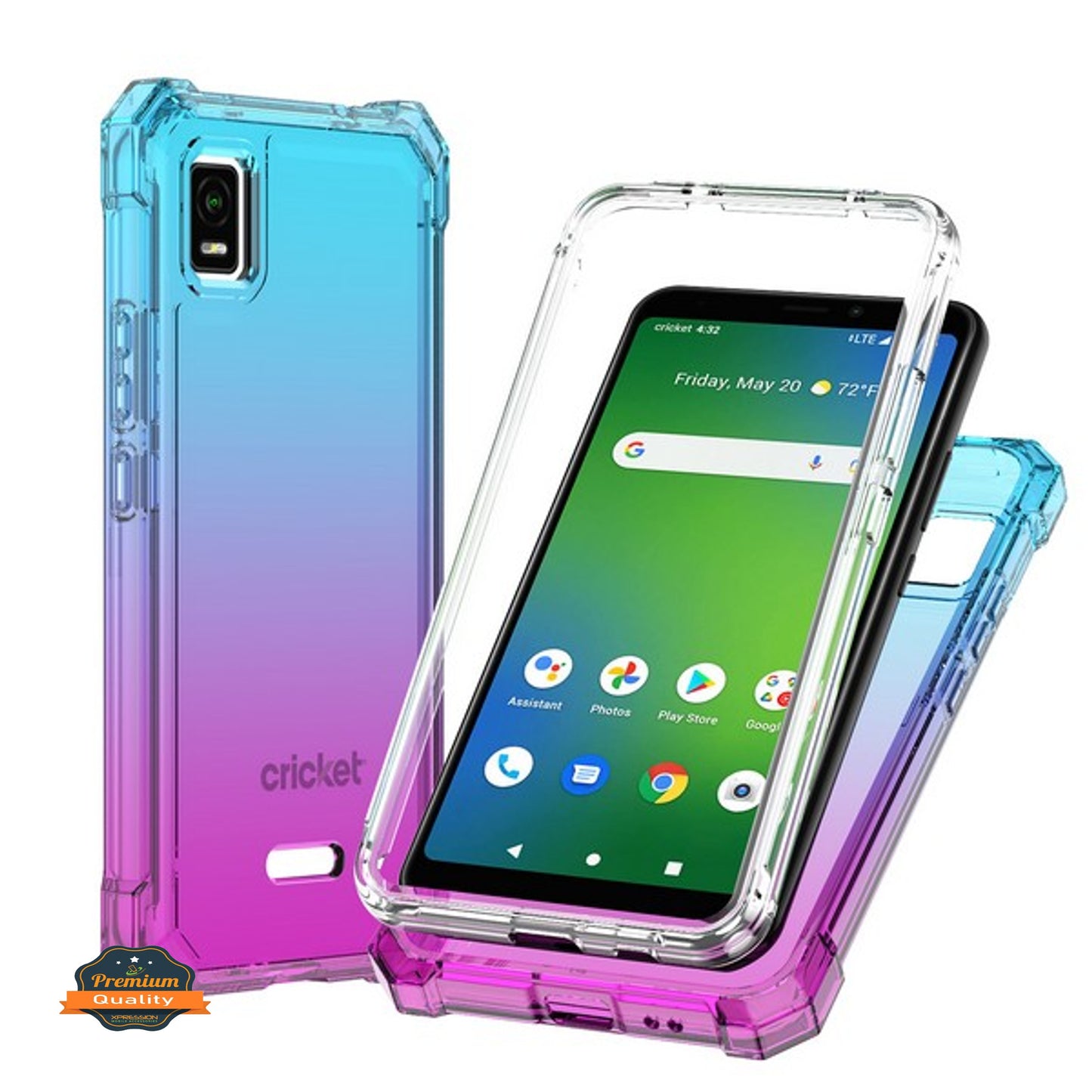 For Cricket Vision Plus 2022 Hybrid 2in1 Front Bumper Frame Cover Square Edge Shockproof TPU + Hard PC Heavy Duty  Phone Case Cover