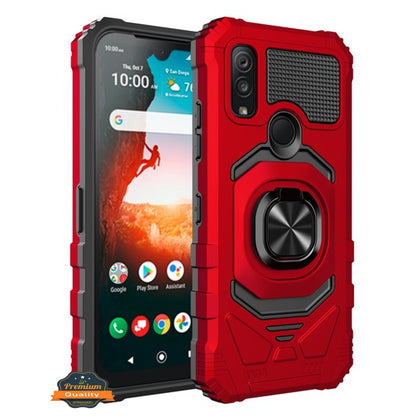 For Kyocera DuraSport 5G /C6930 Hybrid Magnetic Car Mount 360° Rotating Ring Kickstand Stand Holder Armor [Military Grade]  Phone Case Cover