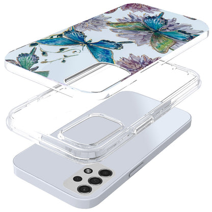 For Samsung Galaxy A53 5G Stylish Gold Layer Printing Design Hybrid Rubber TPU Hard PC Shockproof Armor Rugged Butterfly Floral Phone Case Cover