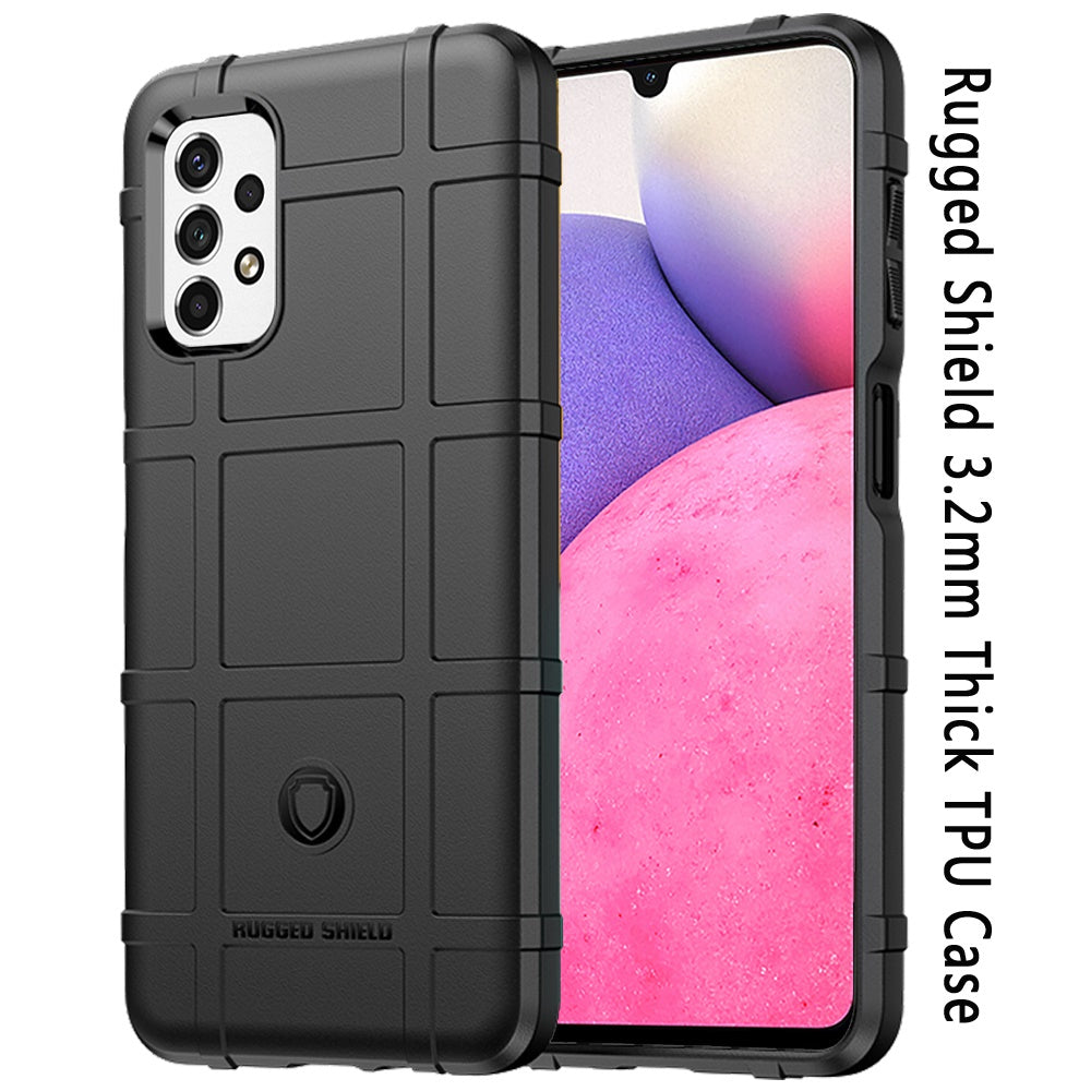 For Samsung Galaxy A33 5G Rugged Shield Hybrid TPU 3.2mm Thick Rough Armor Tactical Matte Grip Silicone Texture Anti-Drop  Phone Case Cover