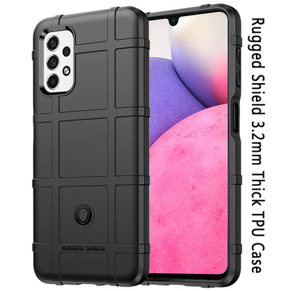 For Samsung Galaxy A33 5G Rugged Shield Hybrid TPU 3.2mm Thick Rough Armor Tactical Matte Grip Silicone Texture Anti-Drop  Phone Case Cover