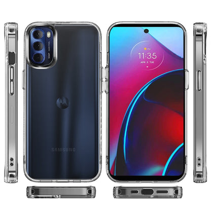 For Motorola Moto G Stylus 5G 2022 Hybrid HD Crystal Clear Hard PC Back Gummy 2.0mm TPU Frame Slim Chromed Buttons Transparent Phone Case Cover