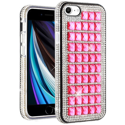 For Apple iPhone SE 3 (2022) SE/8/7 Fashion Luxury 3D Bling Diamonds Rhinestone Jeweled Shiny Hybrid TPU Bumper Hard  Phone Case Cover
