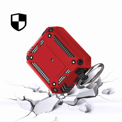 For Apple AirPods 2 & 1 Sturdy Shockproof Protective Hybrid Durable Armor with Wireless Charging, Carabiner Keychain Case Cover