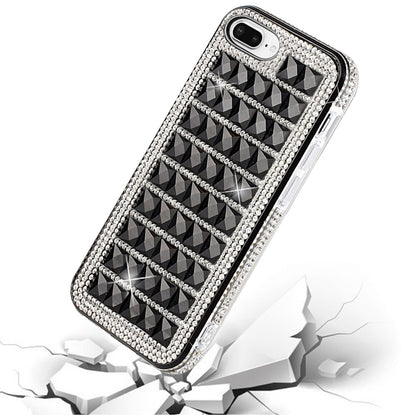 For Boost Mobile Celero 5G Fashion Luxury 3D Bling Diamonds Rhinestone Jeweled Shiny Crystal Hybrid TPU + PC Bumper Hard Black Phone Case Cover