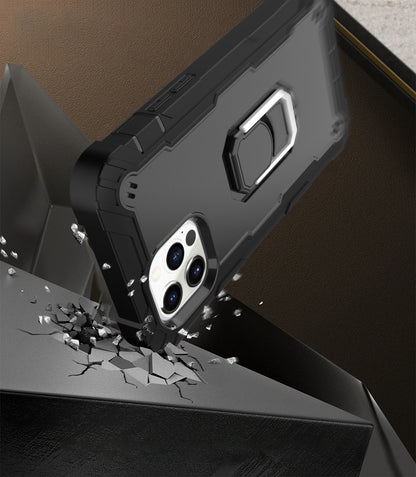 For Apple iPhone 12 Pro Max (6.7") Hybrid 3 Layers with 360° Rotatable Ring Kickstand Holder Heavy Duty Hard PC Soft Silicone Shockproof  Phone Case Cover