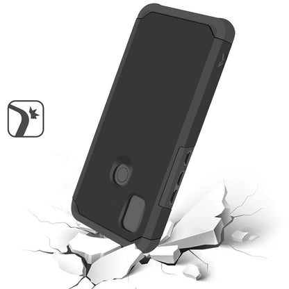 For Cricket Icon 4 Ultra Slim Shock Absorption 2in1 Tuff Hybrid Dual Layer Hard PC TPU Rubber Frame Armor Defender Black Phone Case Cover