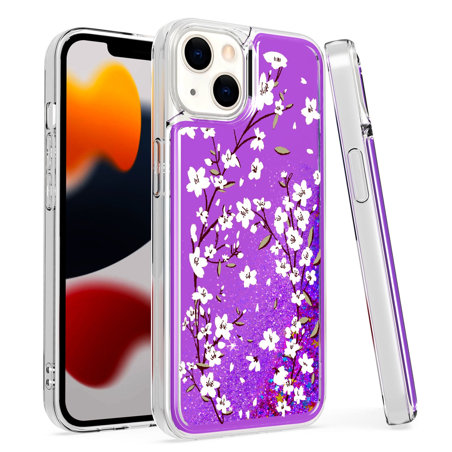 For Samsung Galaxy S22 /Plus Ultra Floral Design Quicksand Water Flowing Liquid Floating Colorful Glitter Bling Flower Fashion TPU Hybrid  Phone Case Cover