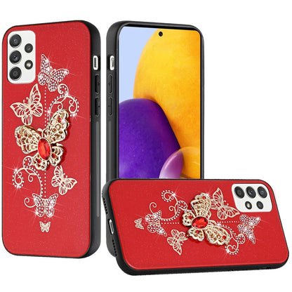 For Samsung Galaxy A73 5G 3D Diamond Bling Sparkly Glitter Ornaments Engraving Hybrid Armor Rugged Metal Fashion  Phone Case Cover