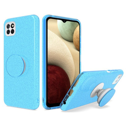 For Samsung Galaxy A22 5GGlitter Sparkle Slim Bling Hybrid Protective with Round Stand Shockproof Soft TPU Rubber  Phone Case Cover