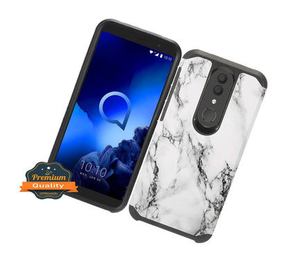 For Samsung Galaxy A03S Stylish Design Marble Armor Dual Layer 2 in 1 Rubberized Hard Shell Shockproof TPU Hybrid  Phone Case Cover