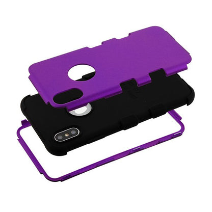 For Apple iPhone XS Max Hybrid Three Layer Hard PC Shockproof Heavy Duty TPU Rubber Anti-Drop Purple Phone Case Cover