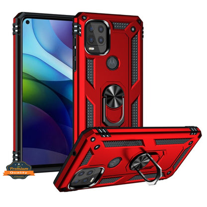 For Motorola Moto G Stylus 5G 2021 Shockproof Hybrid Dual Layer PC + TPU with Ring Stand Metal Kickstand Heavy Duty Armor Shell  Phone Case Cover