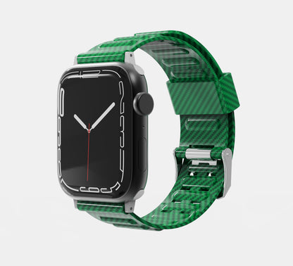 For Apple Watch Size 42/44/45mm Sport Bands Carbon Fiber Design Rubber TPU Replacement Band Strap for iWatch Series 7/SE/6/5/4/3/2/6 Black Phone Case Cover