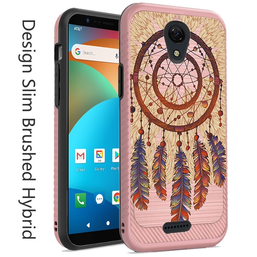 For AT&T Fusion Z, Motivate Cute Design Printed Pattern Fashion Brushed Texture Shockproof Dual Layer Hybrid Slim Rubber Protective  Phone Case Cover